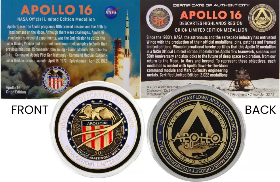 Store NASA Gear Apollo 16 50 Years Special Edition Medallion