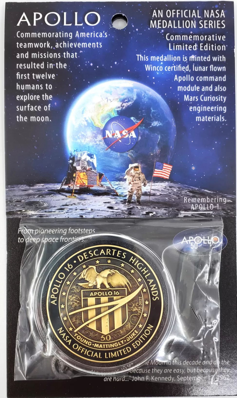 Best Sale NASA Gear Apollo 16 Carded Medallion