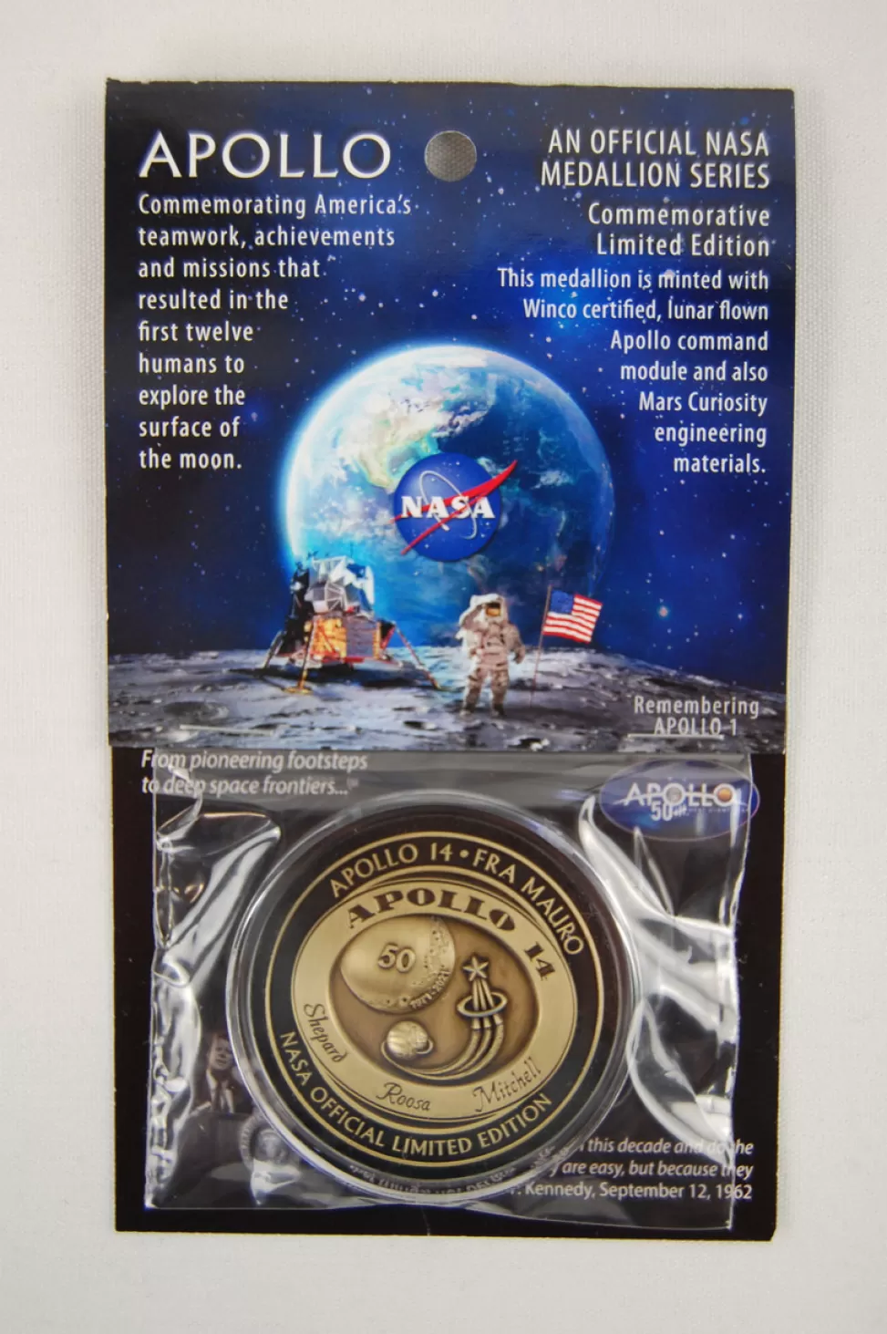 Online NASA Gear Apollo 14 50th Carded Medallion