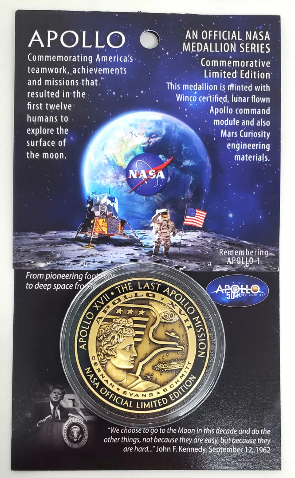 Store NASA Gear Apollo 17 50th Carded Medallion