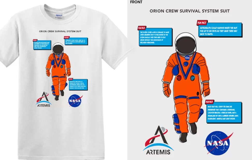 Store NASA Gear ARTEMIS Program - Orion Suit Fun Fact Unisex T-Shirt