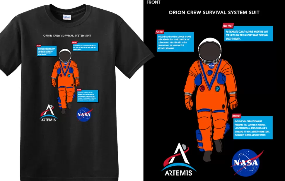 Store NASA Gear ARTEMIS Program - Orion Suit Fun Fact Unisex T-Shirt