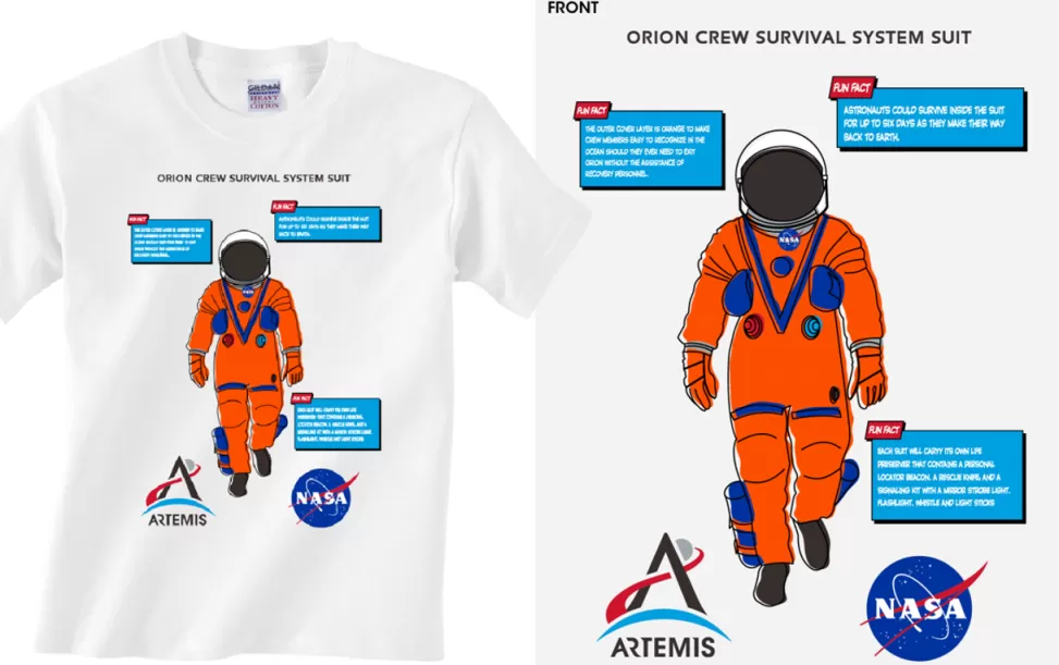 New NASA Gear ARTEMIS Program - Orion Suit Fun Fact Youth T-Shirt