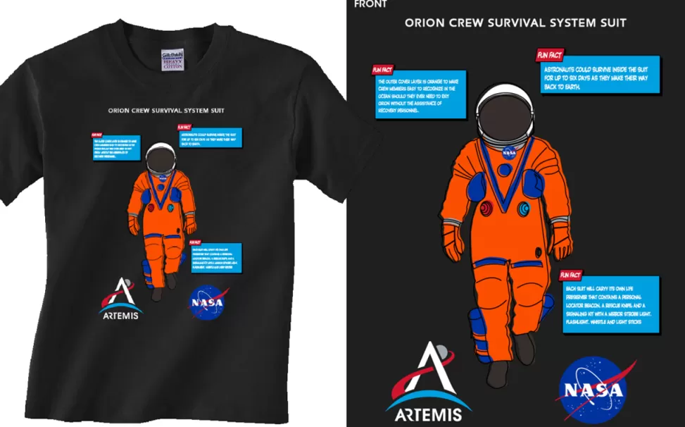 New NASA Gear ARTEMIS Program - Orion Suit Fun Fact Youth T-Shirt