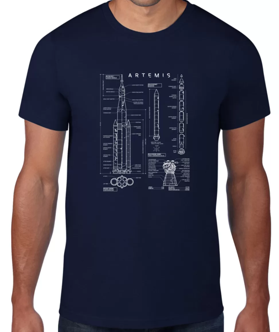 Clearance NASA Gear NASA ARTEMIS Mission Spacecraft Blueprint (Unisex) T-Shirt