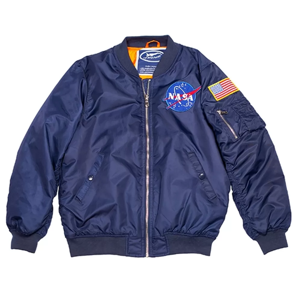 Clearance NASA Gear NASA Meatball Logo - 2 Patch Youth Bomber Jacket