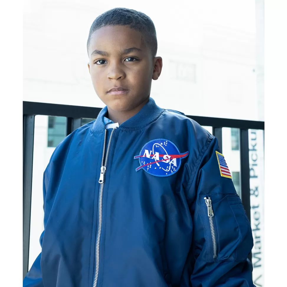 Clearance NASA Gear NASA Meatball Logo - 2 Patch Youth Bomber Jacket