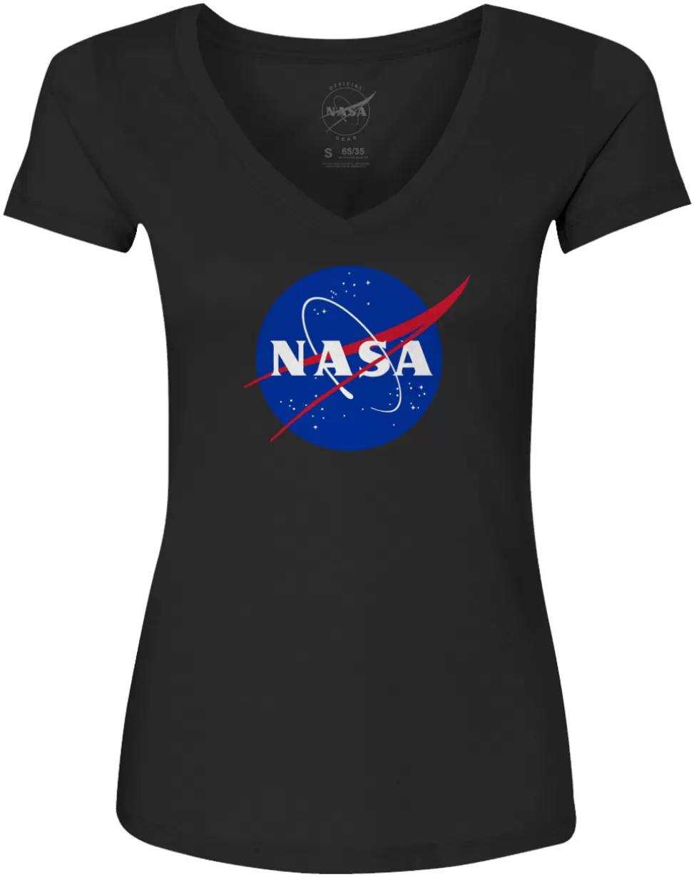 Hot NASA Gear NASA Meatball Logo - Ladies V-Neck T-Shirt