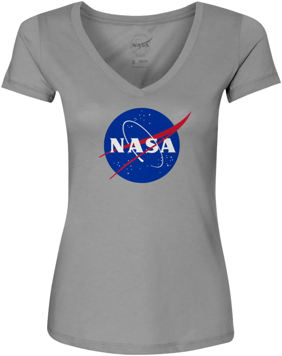 Hot NASA Gear NASA Meatball Logo - Ladies V-Neck T-Shirt