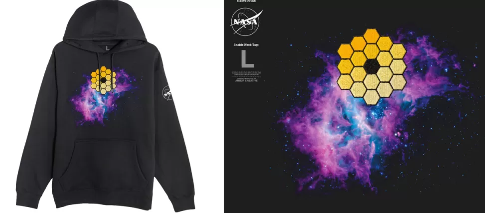 Online NASA Gear NASA Meatball Outline - James Webb Nebula Hoodie