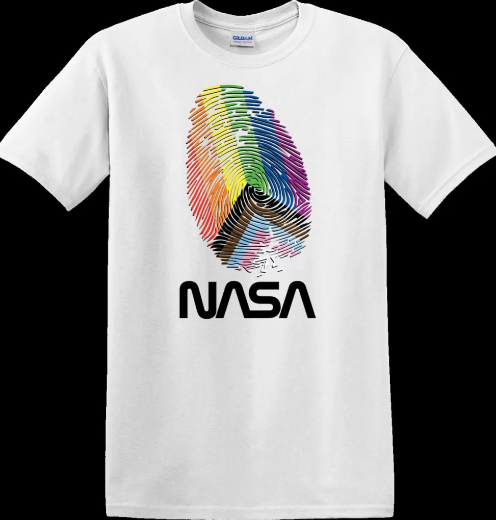 Cheap NASA Gear NASA Worm Logo - Pride Thumbprint T-Shirt