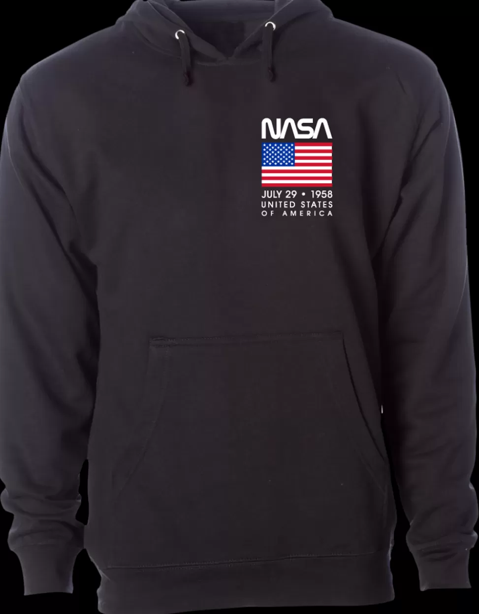 Store NASA Gear NASA Worm Logo - USA July 29 1958 Adult Medium Weight Hoodie