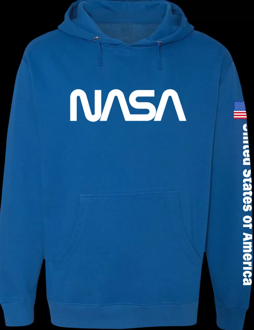 New NASA Gear NASA Worm Logo - USA Sleeve Print Medium Weight Adult Hoodie