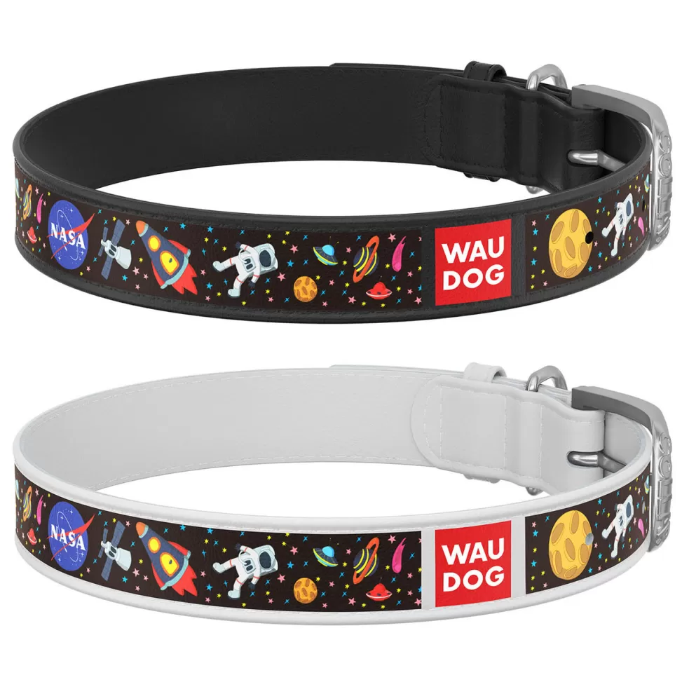 Fashion NASA Gear WAUDOG Leather Dog Collar w/NASA Design