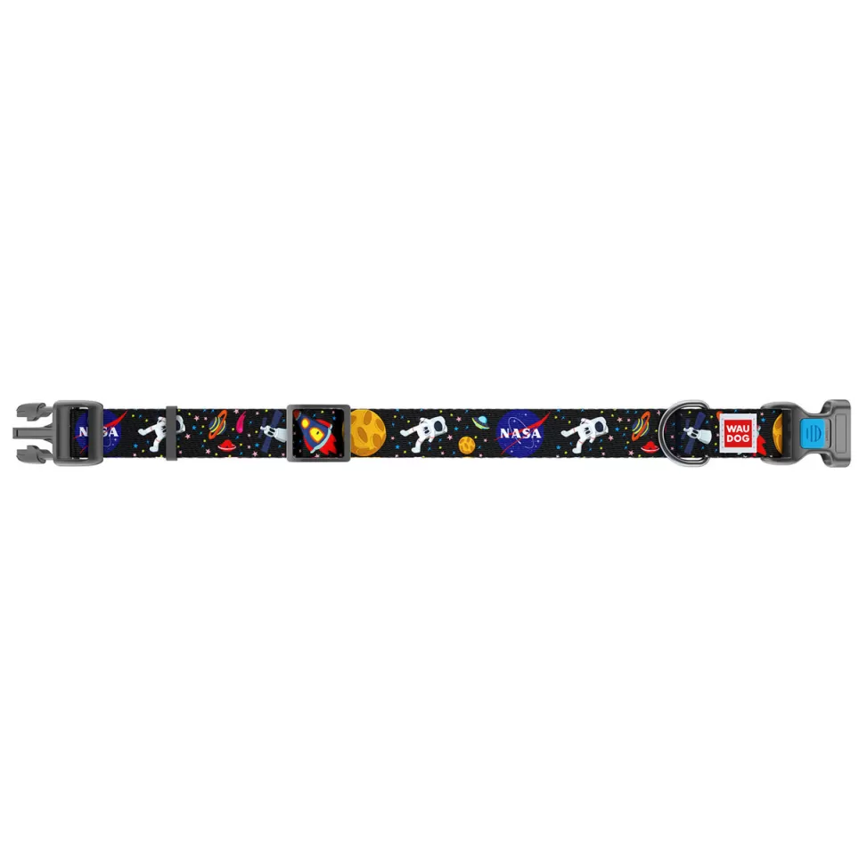 Online NASA Gear WAUDOG Nylon Pet Collar w/NASA Design, Plastic Fastex Buckle, and QR Pet Tag