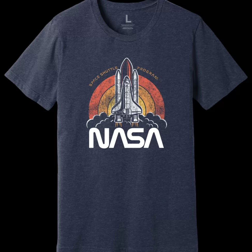 Online NASA Gear Worm Logo - Shuttle Program T-Shirt - Charcoal